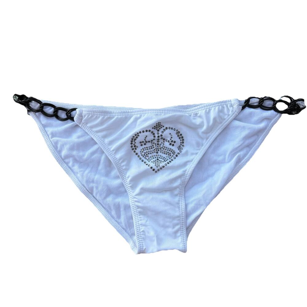 DEADSTOCK Y2K Sinful Affliction NWT Rhinestone Bikini Bottoms, Size Large Chain